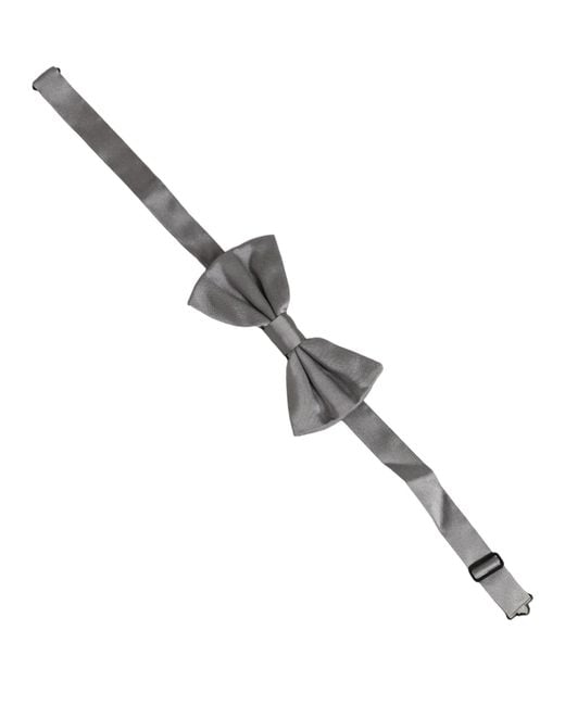 Dolce & Gabbana Men Gray 100% Silk Adjustable Neck Papillon Bow Tie for men