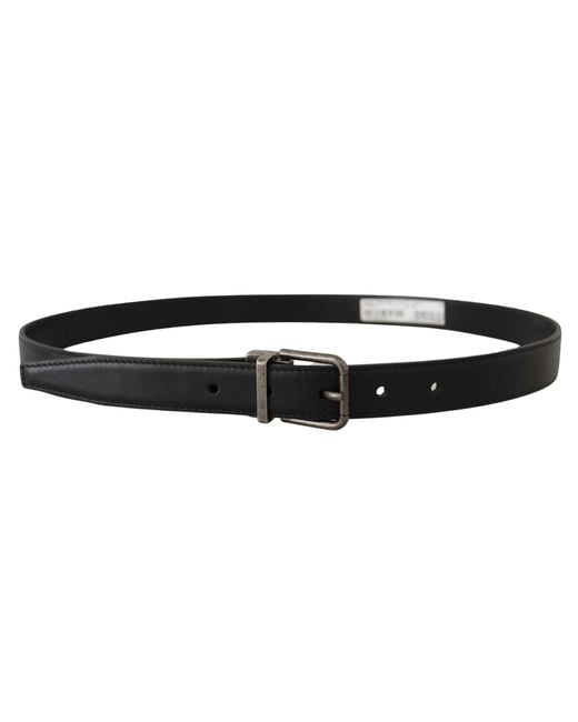 Dolce & Gabbana Black Elegant Leather Belt With Metal Buckle for men