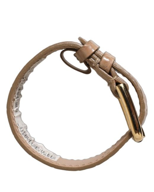 Dolce & Gabbana Brown Embossed Leather Gold Buckle Belt Strap Bracelet