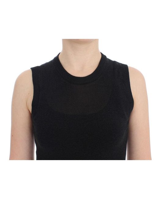 Dolce & Gabbana Black Sleeveless Crewneck Vest Pullover
