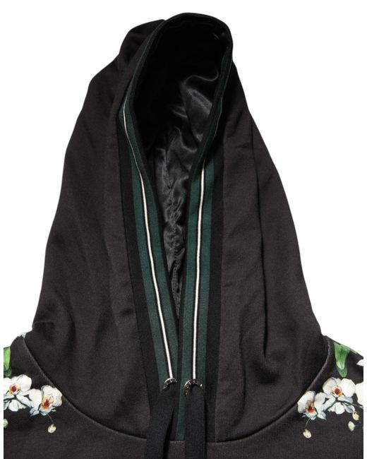 Dolce & Gabbana King Black Orchid Floral Crown Logo Hoodie Sweater for men