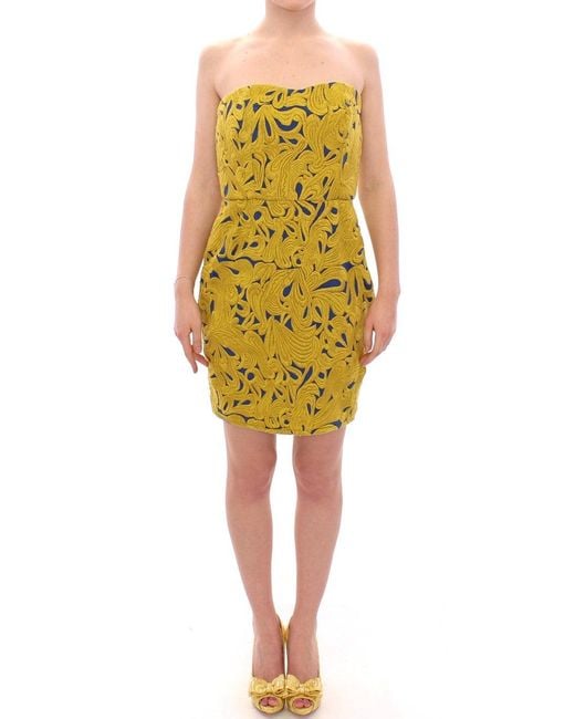 Sachin & Babi Yellow Strapless Bubble Mini Shift Dress