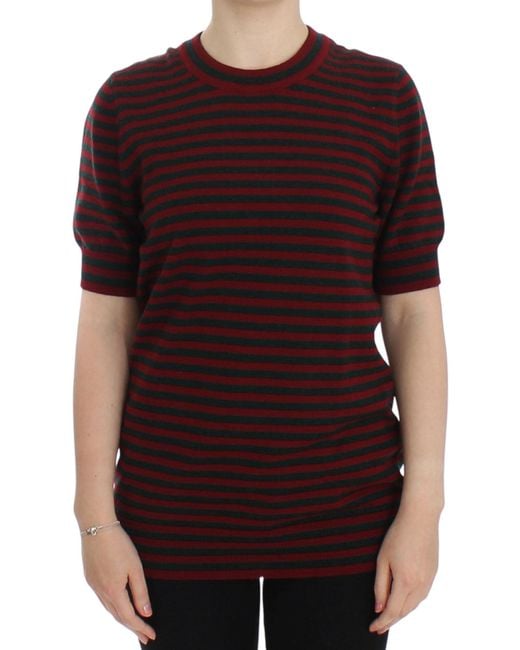 Dolce & Gabbana Red Cashmere Short Sleeve Sweater