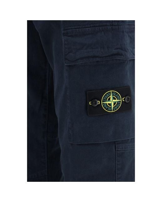 Stone Island Blue Cotton Cargo Pants for men