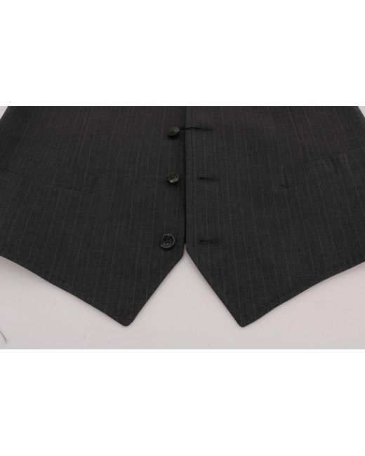 Dolce & Gabbana Black Staff Cotton Striped Vest for men