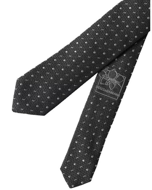 Dolce & Gabbana Gray Polka Dot Necktie for men