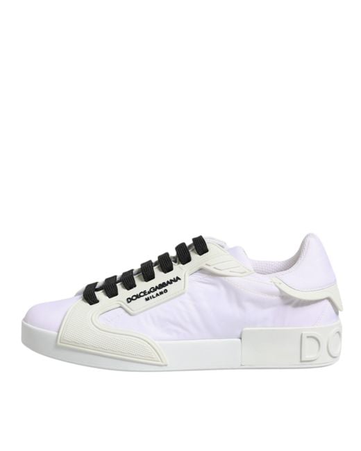 Dolce & Gabbana Multicolor White Nylon Leather Low Top Sneakers Shoes for men