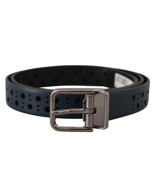 Dolce & Gabbana Black Perforated Leather Belt for men