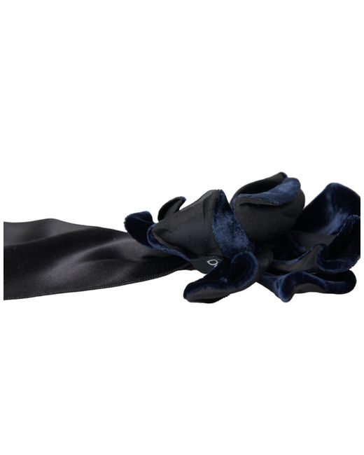 Dolce & Gabbana Black Silk Brass Floral Hair Pin Brooch for men