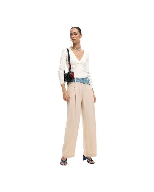 Desigual Natural Viscose Fla Pants