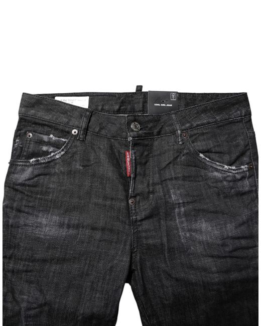 DSquared² Black Washed Cotton Mid Waist Skinny Jeans for men