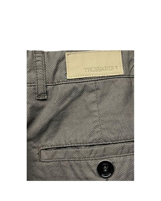 Trussardi Gray Grey Cotton Men Trouser for men