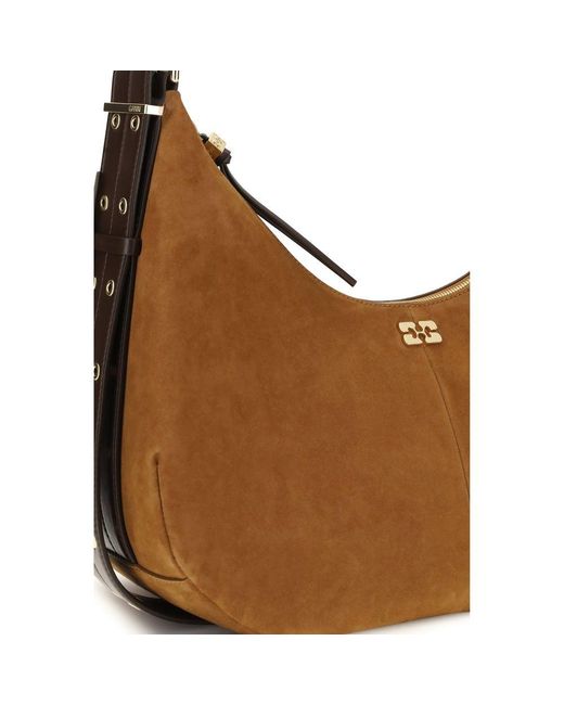 Ganni Brown Recycled Polyester Shoulder Bag