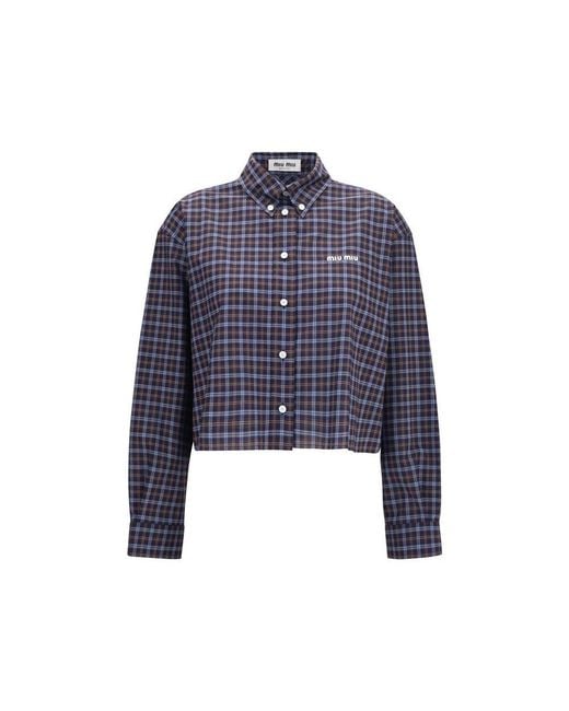 Miu Miu Blue Multicolor Cotton Pattern Shirt