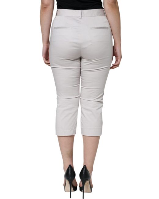 Dolce & Gabbana Gray Cotton Mid Waist Cropped Skinny Pants