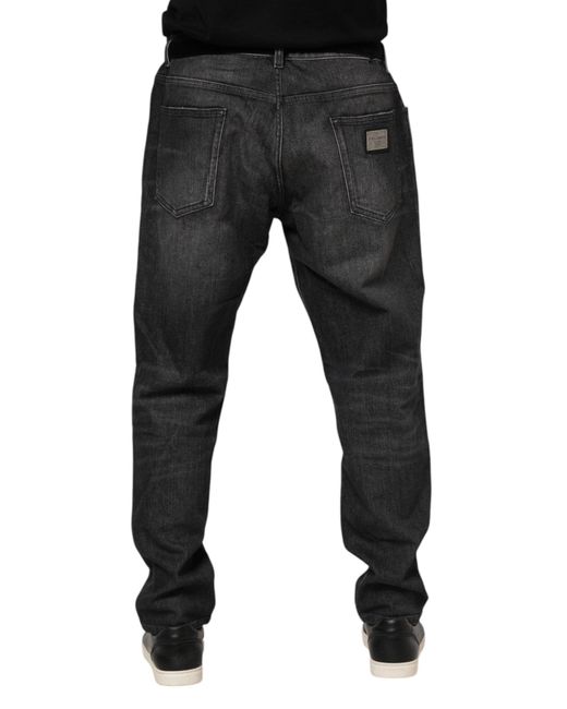 Dolce & Gabbana Black Faded Straight Leg Jeans for men