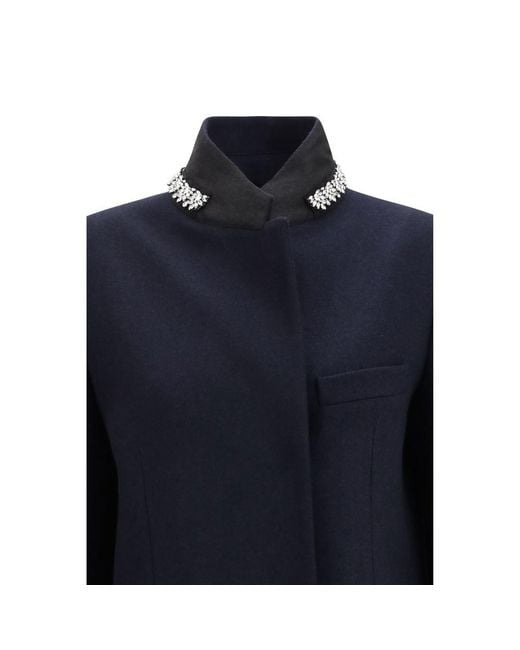 Prada Blue Wool Oves Aries Coat