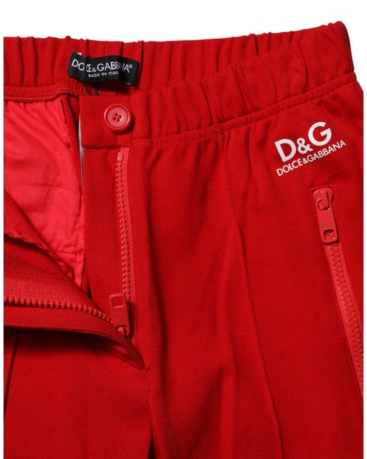 Dolce & Gabbana Red Mid Waist Slim Fit Pants