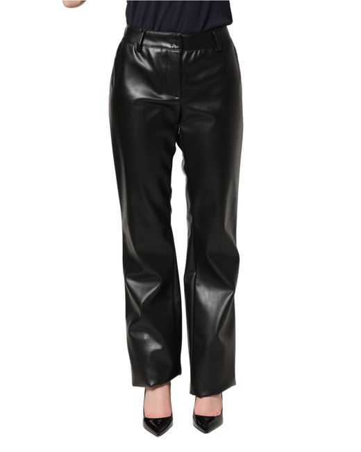 Dolce & Gabbana Black Pu Leather High Waisted Trouser Pants