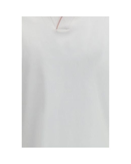 Moorer Gray White Cotton Polo Shirt for men