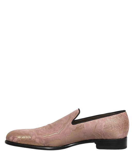 Dolce & Gabbana Pink Brocade Men Slip On Dress Loafers Shoes for men