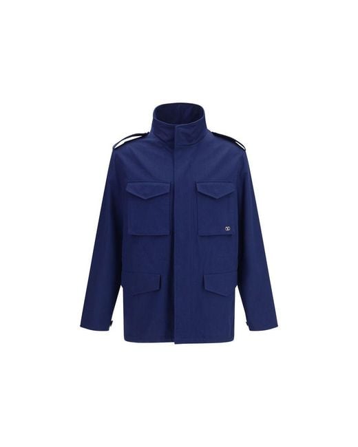 Valentino Garavani Blue Cotton Coat for men