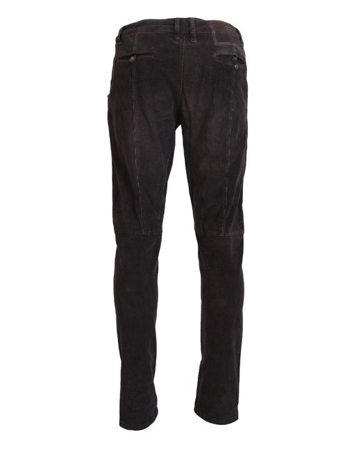 Acht Black Cotton Straight Fit Casual Pants for men