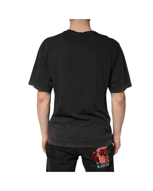 Dolce & Gabbana Black Cotton Crewneck Short Sleeve T-Shirt for men