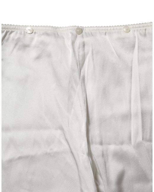 Dolce & Gabbana Gray Ivory Silk Tapered High Waist Pants