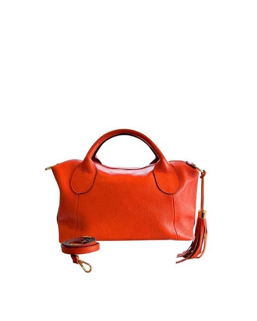Baldinini Red Orange Leather Handbag