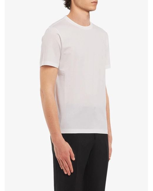 Prada Black Logo-Embroidered Cotton T-Shirt for men