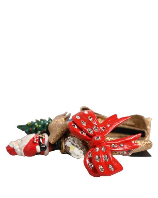 Dolce & Gabbana Red Multicolor Glittery Christmas Themed Headwear Headband