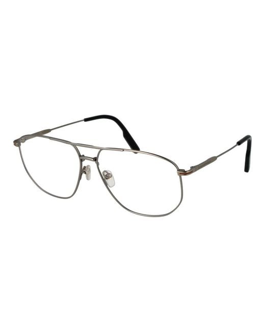 Zegna Metallic Silver Titanium Glasses (frames) for men
