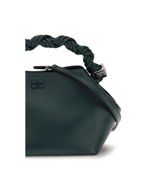 Ganni Blue Bicolor Recycled Leather Shoulder Bag
