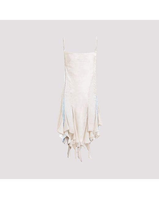 Y. Project White Beige Hook And Eye Slip Dress