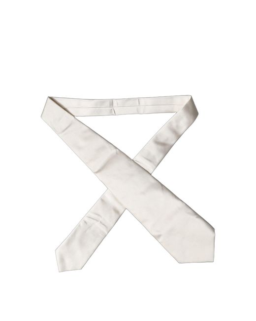 Dolce & Gabbana White Solid Silk Adjustable 'Sd Neckwomen's Tie