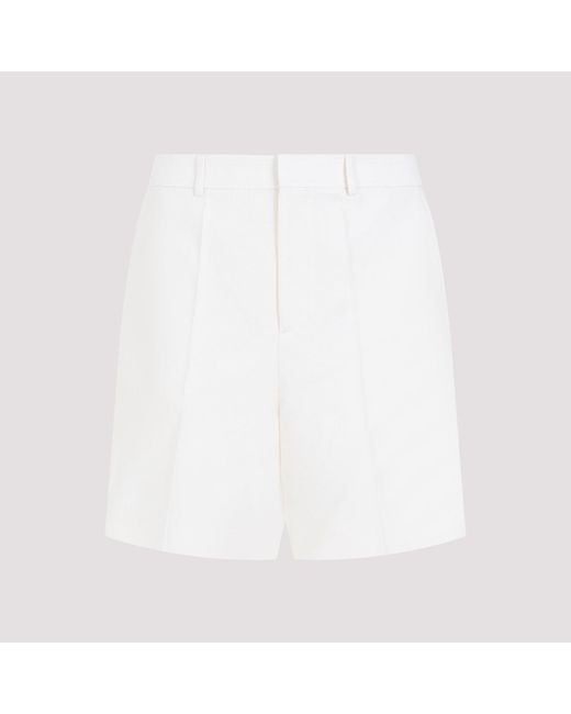 Valentino White Ivory Wool And Silk Shorts for men