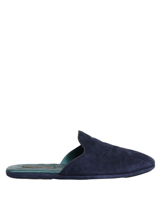 Dolce & Gabbana Blue Suede Slides Flat Slipper Men Shoes for men