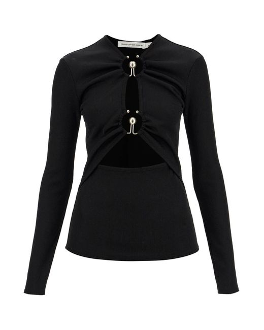 Christopher Esber Black Long-Sleeved Orbit Ruched