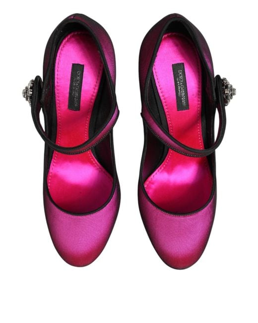 Dolce & Gabbana Purple Pink Strass Mary Janes Heels Pumps Shoes