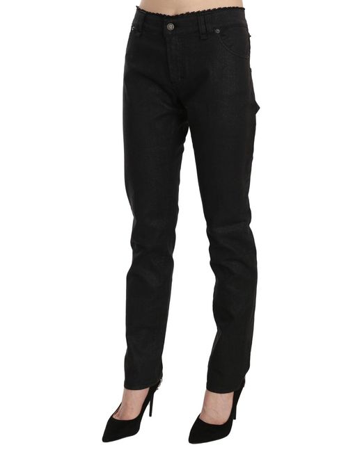 John Galliano Black Mid Waist Skinny Cotton Casual Denim Jeans