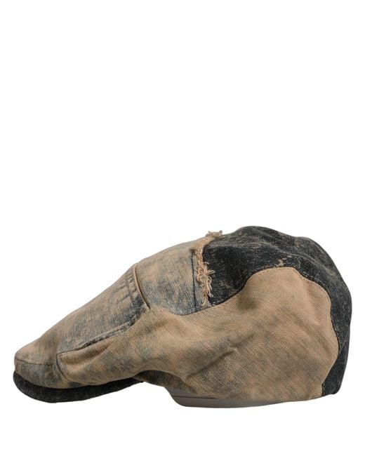 Dolce & Gabbana Black Brown Cotton Denim Newsboy Capello Cabbie Hat for men
