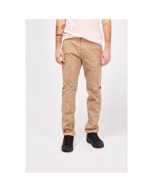 Gas Natural Beige Cotton Casual Pants for men
