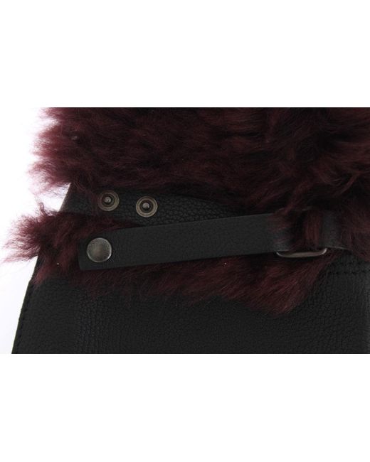 Dolce & Gabbana Black Leather Shearling Gloves for men