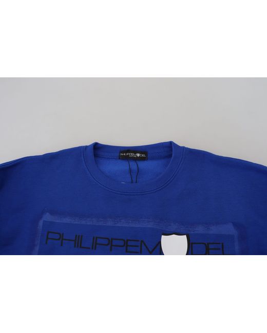 Philippe Model Blue Printed Long Sleeves Pullover Sweater
