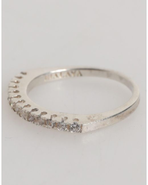 Nialaya Gray Sterling Silver 925 Band Pave Cz Crystal Eternity Ring
