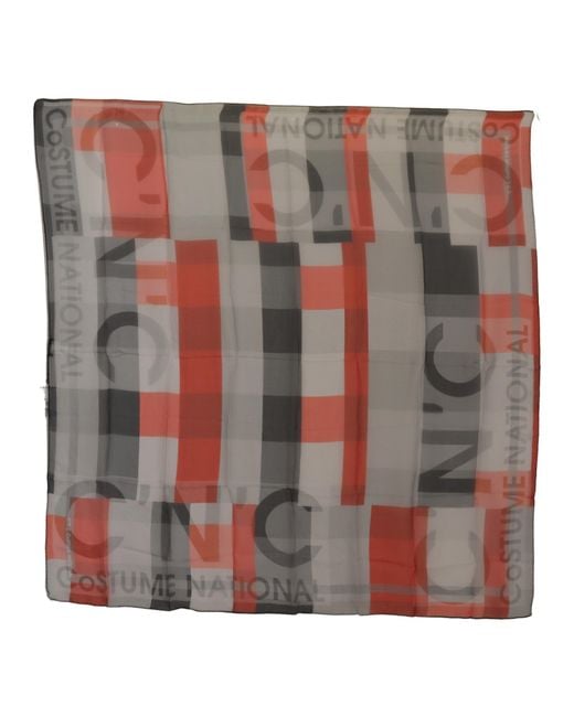 CoSTUME NATIONAL Black Elegant Silk Checkered Scarf