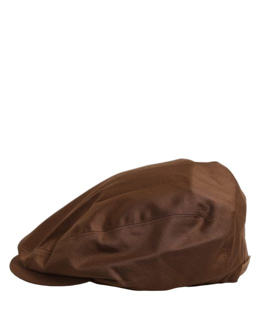 Dolce & Gabbana Men Brown Cotton Newsboy Capello Cabbie Hat for men