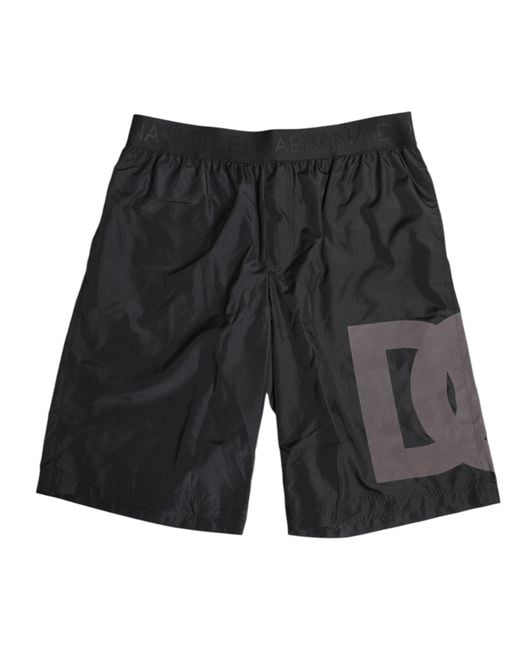 Dolce & Gabbana Black Logo Print Beachwear Men Shorts Swimwear for men
