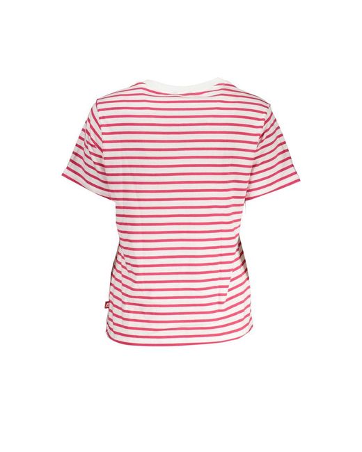 K-Way Pink Chic White Cotton Tee With Contrast Detailing